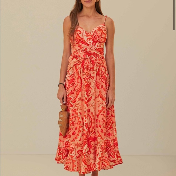 FARM Rio Jaipur Crossover Linen Blend maxi sun dress size small - Picture 1 of 7